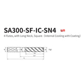 G-SA300-SF-IC-SN4   4 Flutes, with Long Neck, Square(Internal Cooling with Coating) - Big-tools Industrial Supply Tools for Metal Cutting